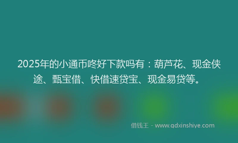 2025年的小通币咚好下款吗有：葫芦花、现金侠途、甄宝借、快借速贷宝、现金易贷等。