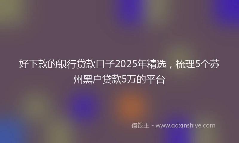 好下款的银行贷款口子2025年精选，梳理5个苏州黑户贷款5万的平台
