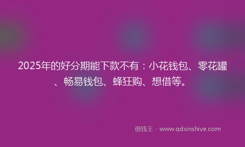2025年的好分期能下款不有：小花钱包、零花罐、畅易钱包、蜂狂购、想借等。