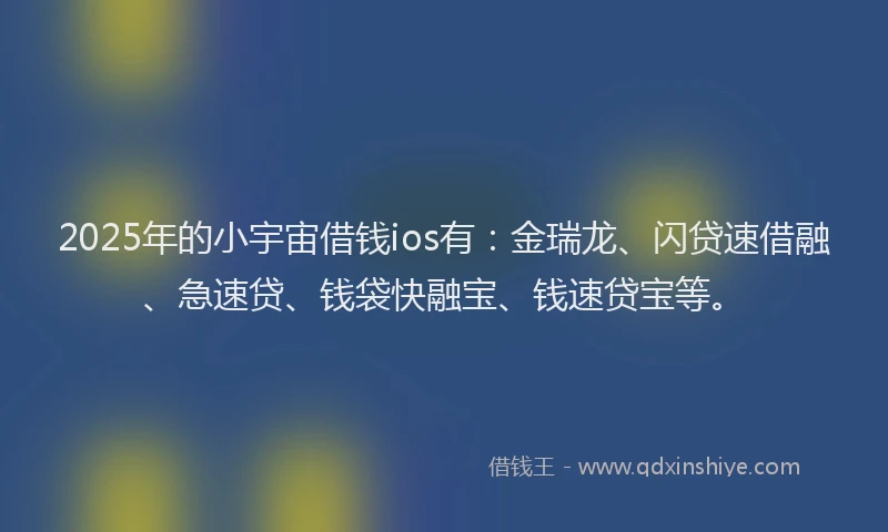 2025年的小宇宙借钱ios有：金瑞龙、闪贷速借融、急速贷、钱袋快融宝、钱速贷宝等。