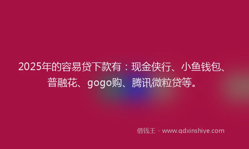 2025年的容易贷下款有：现金侠行、小鱼钱包、普融花、gogo购、腾讯微粒贷等。