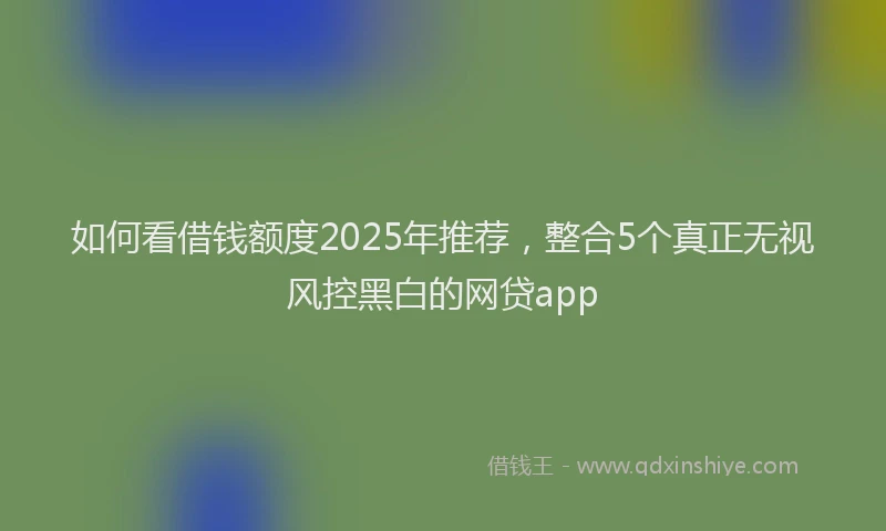 如何看借钱额度2025年推荐，整合5个真正无视风控黑白的网贷app
