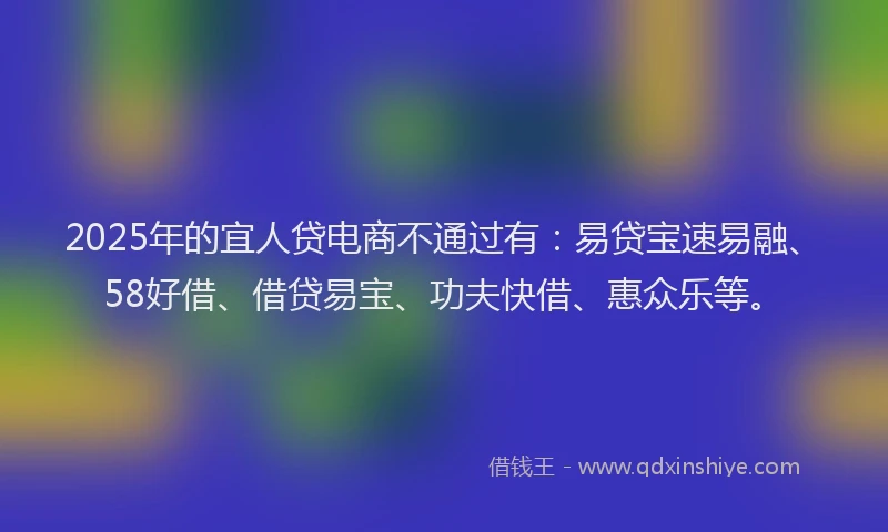 2025年的宜人贷电商不通过有：易贷宝速易融、58好借、借贷易宝、功夫快借、惠众乐等。