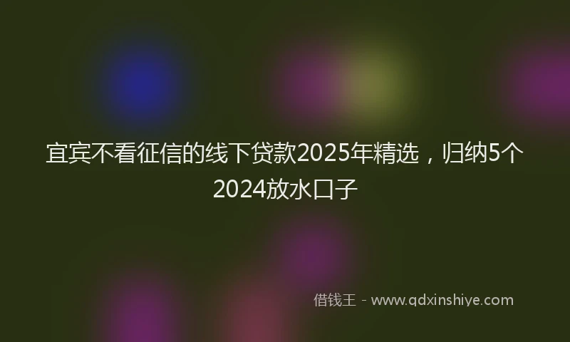 宜宾不看征信的线下贷款2025年精选，归纳5个2024放水口子