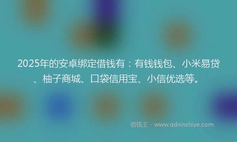 2025年的安卓绑定借钱有：有钱钱包、小米易贷、柚子商城、口袋信用宝、小信优选等。