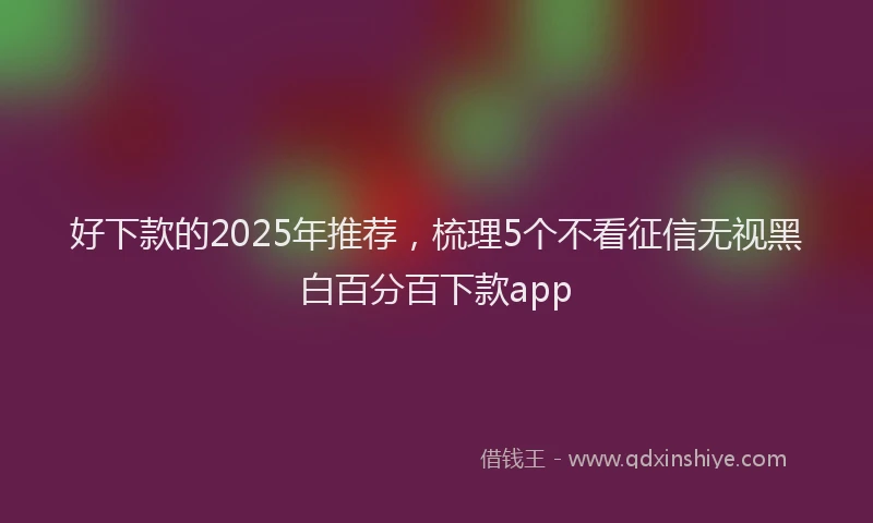 好下款的2025年推荐，梳理5个不看征信无视黑白百分百下款app