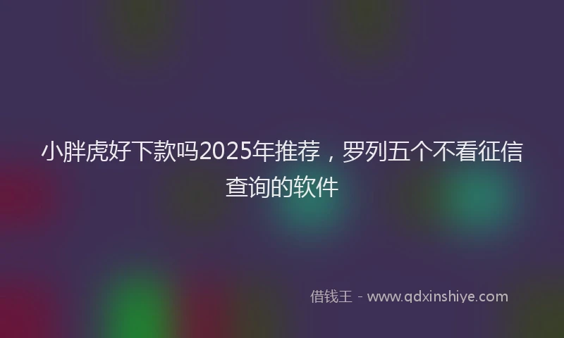 小胖虎好下款吗2025年推荐，罗列五个不看征信查询的软件