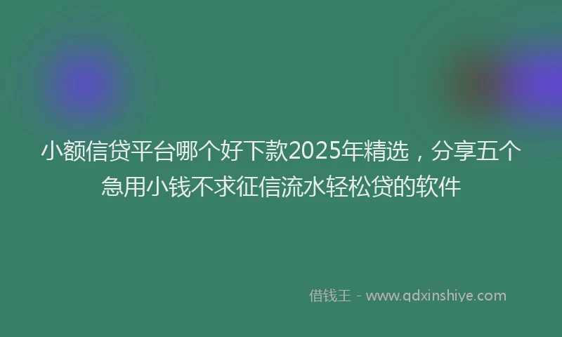 小额信贷平台哪个好下款2025年精选，分享五个急用小钱不求征信流水轻松贷的软件