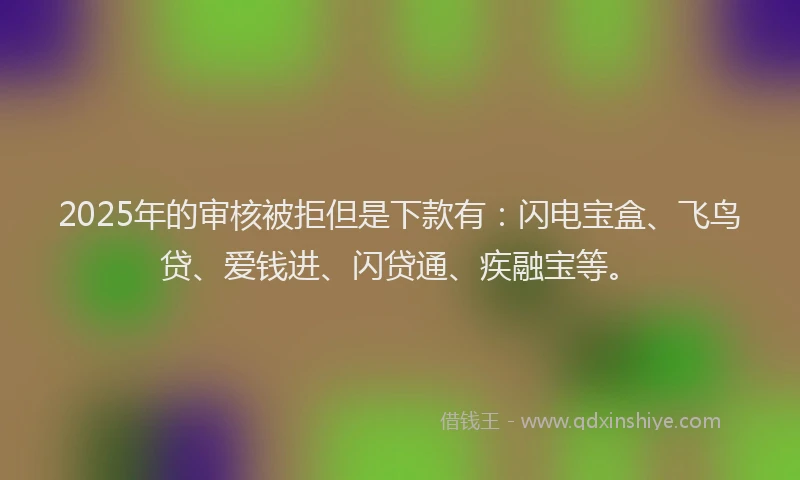2025年的审核被拒但是下款有：闪电宝盒、飞鸟贷、爱钱进、闪贷通、疾融宝等。