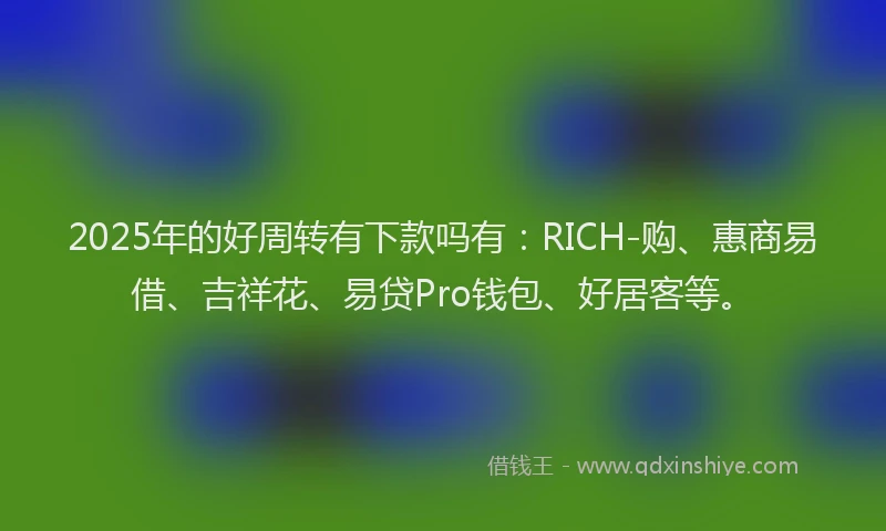 2025年的好周转有下款吗有：RICH-购、惠商易借、吉祥花、易贷Pro钱包、好居客等。