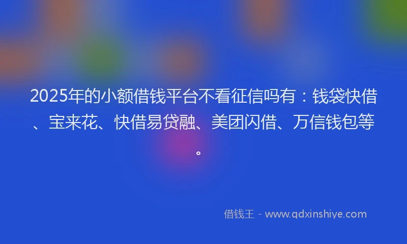 2025年的小额借钱平台不看征信吗有：钱袋快借、宝来花、快借易贷融、美团闪借、万信钱包等。