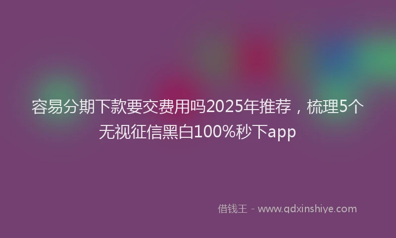容易分期下款要交费用吗2025年推荐，梳理5个无视征信黑白100%秒下app