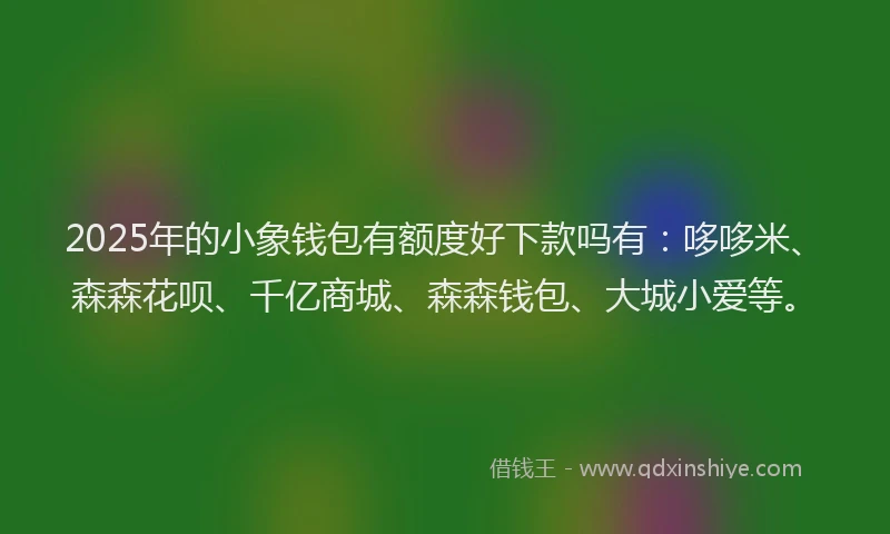2025年的小象钱包有额度好下款吗有：哆哆米、森森花呗、千亿商城、森森钱包、大城小爱等。
