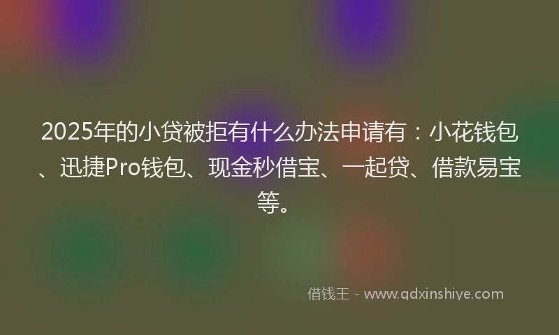 2025年的小贷被拒有什么办法申请有：小花钱包、迅捷Pro钱包、现金秒借宝、一起贷、借款易宝等。
