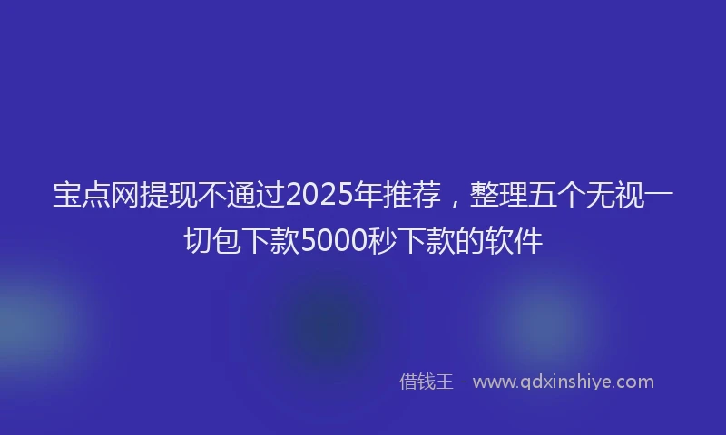 宝点网提现不通过2025年推荐，整理五个无视一切包下款5000秒下款的软件