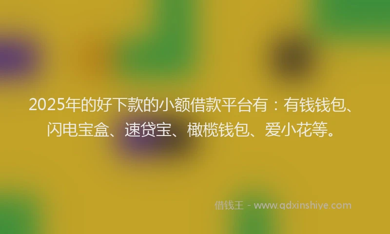 2025年的好下款的小额借款平台有：有钱钱包、闪电宝盒、速贷宝、橄榄钱包、爱小花等。
