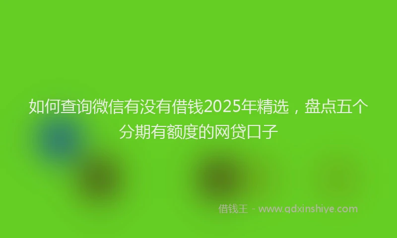如何查询微信有没有借钱2025年精选，盘点五个分期有额度的网贷口子