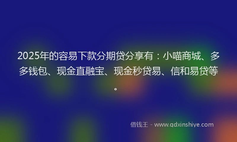 2025年的容易下款分期贷分享有：小喵商城、多多钱包、现金直融宝、现金秒贷易、信和易贷等。