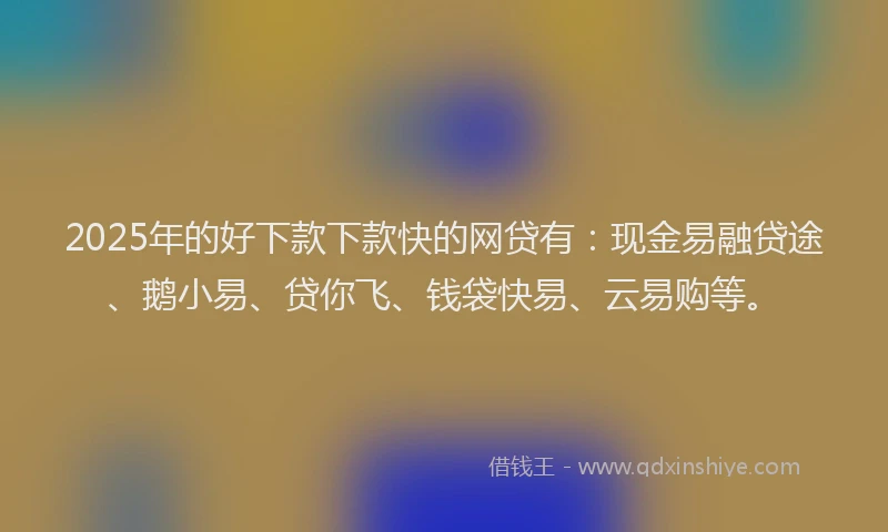 2025年的好下款下款快的网贷有：现金易融贷途、鹅小易、贷你飞、钱袋快易、云易购等。