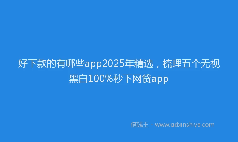 好下款的有哪些app2025年精选，梳理五个无视黑白100%秒下网贷app