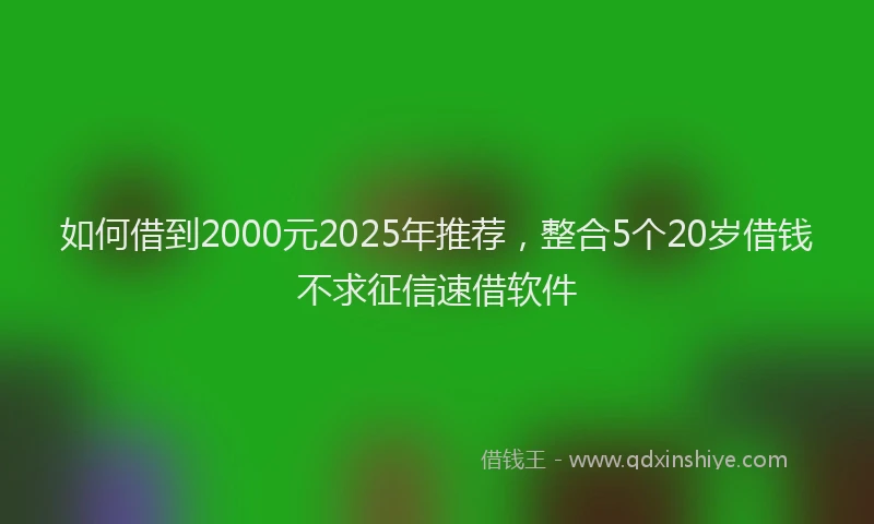 如何借到2000元2025年推荐，整合5个20岁借钱不求征信速借软件