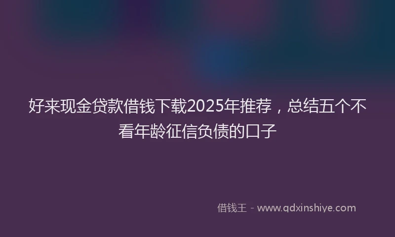 好来现金贷款借钱下载2025年推荐，总结五个不看年龄征信负债的口子