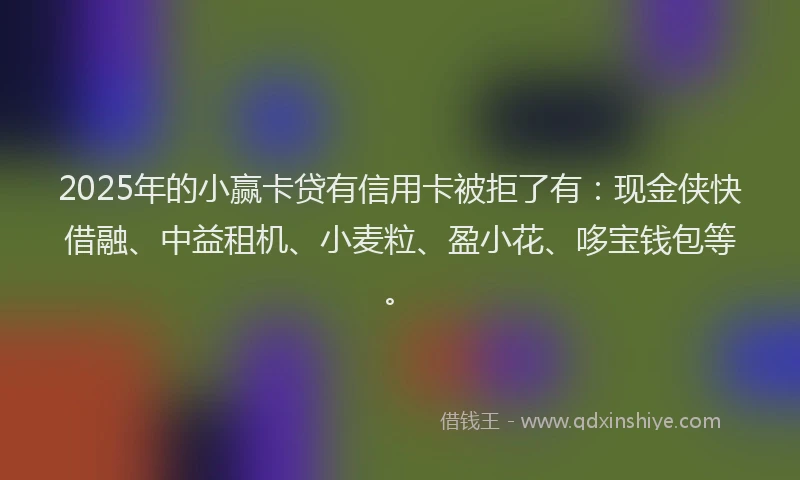 2025年的小赢卡贷有信用卡被拒了有：现金侠快借融、中益租机、小麦粒、盈小花、哆宝钱包等。