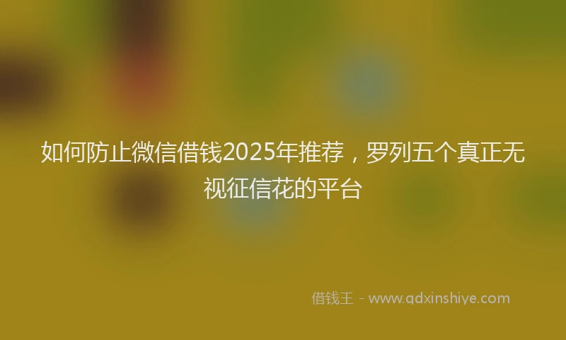 如何防止微信借钱2025年推荐，罗列五个真正无视征信花的平台