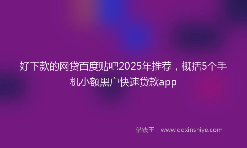 好下款的网贷百度贴吧2025年推荐，概括5个手机小额黑户快速贷款app