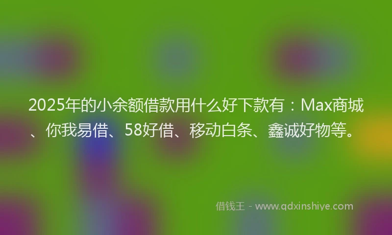 2025年的小余额借款用什么好下款有：Max商城、你我易借、58好借、移动白条、鑫诚好物等。