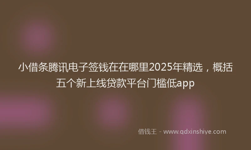 小借条腾讯电子签钱在在哪里2025年精选，概括五个新上线贷款平台门槛低app