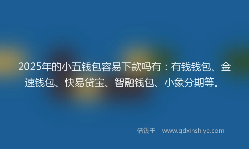 2025年的小五钱包容易下款吗有：有钱钱包、金速钱包、快易贷宝、智融钱包、小象分期等。