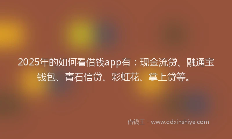 2025年的如何看借钱app有：现金流贷、融通宝钱包、青石信贷、彩虹花、掌上贷等。