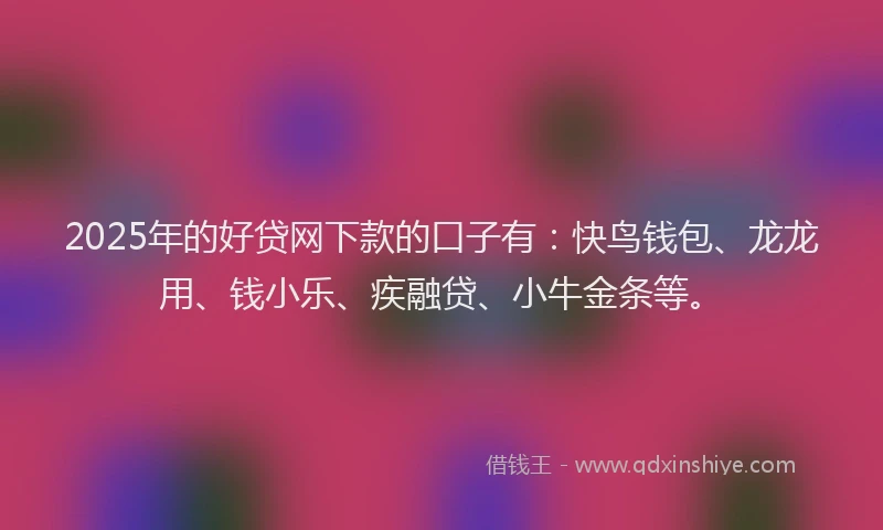 2025年的好贷网下款的口子有：快鸟钱包、龙龙用、钱小乐、疾融贷、小牛金条等。
