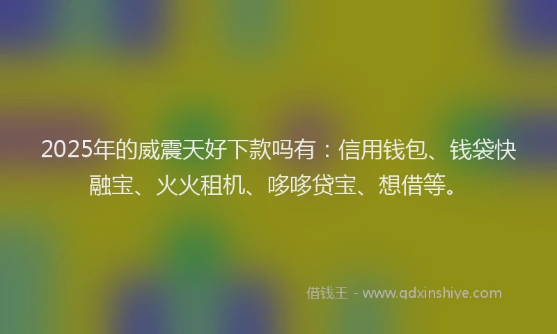 2025年的威震天好下款吗有：信用钱包、钱袋快融宝、火火租机、哆哆贷宝、想借等。