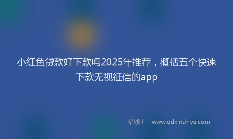小红鱼贷款好下款吗2025年推荐，概括五个快速下款无视征信的app