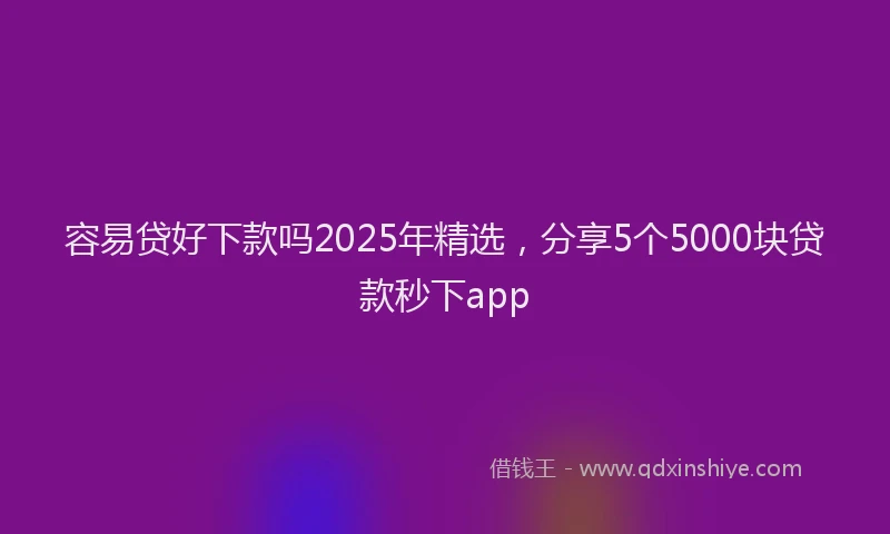 容易贷好下款吗2025年精选，分享5个5000块贷款秒下app
