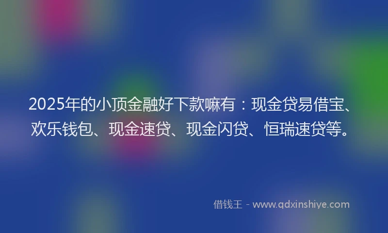 2025年的小顶金融好下款嘛有：现金贷易借宝、欢乐钱包、现金速贷、现金闪贷、恒瑞速贷等。