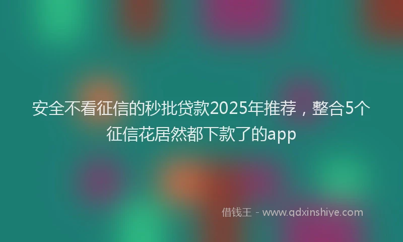 安全不看征信的秒批贷款2025年推荐，整合5个征信花居然都下款了的app