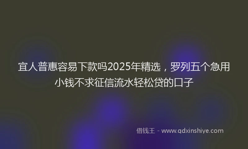 宜人普惠容易下款吗2025年精选，罗列五个急用小钱不求征信流水轻松贷的口子