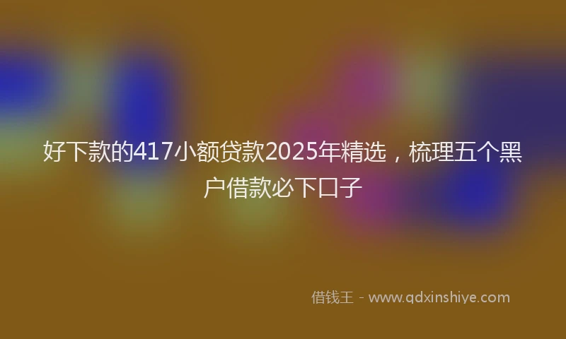 好下款的417小额贷款2025年精选，梳理五个黑户借款必下口子