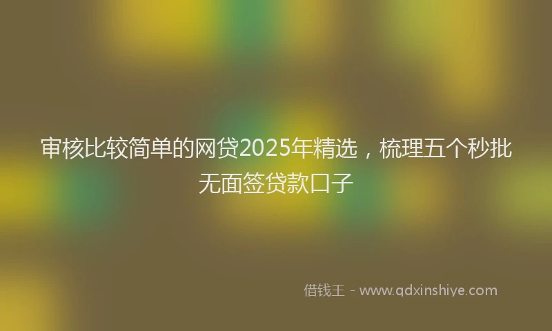 审核比较简单的网贷2025年精选，梳理五个秒批无面签贷款口子
