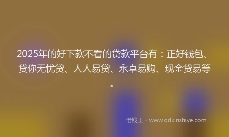 2025年的好下款不看的贷款平台有：正好钱包、贷你无忧贷、人人易贷、永卓易购、现金贷易等。