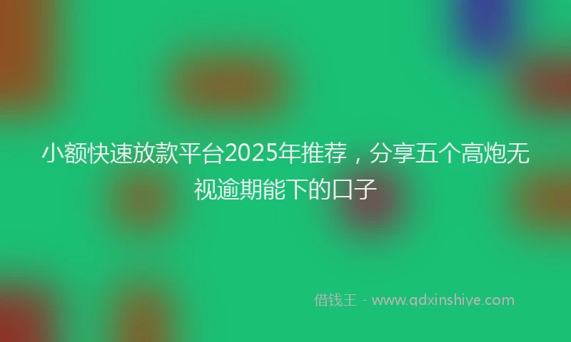 小额快速放款平台2025年推荐，分享五个高炮无视逾期能下的口子