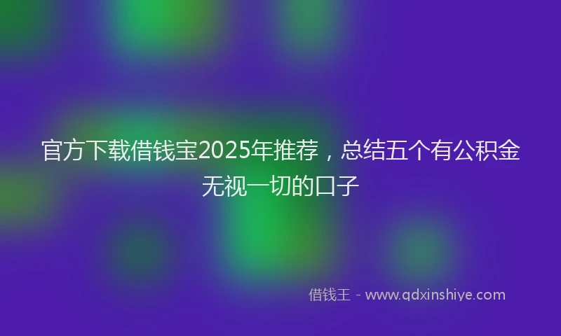 官方下载借钱宝2025年推荐，总结五个有公积金无视一切的口子