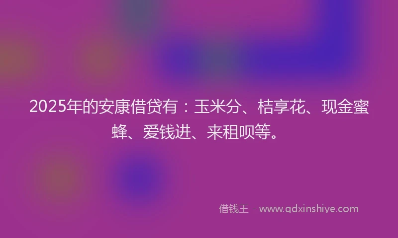 2025年的安康借贷有：玉米分、桔享花、现金蜜蜂、爱钱进、来租呗等。