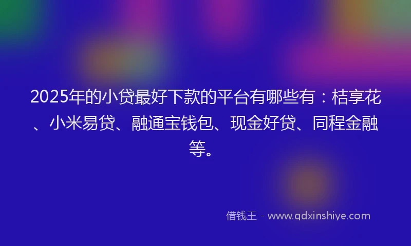 2025年的小贷最好下款的平台有哪些有：桔享花、小米易贷、融通宝钱包、现金好贷、同程金融等。