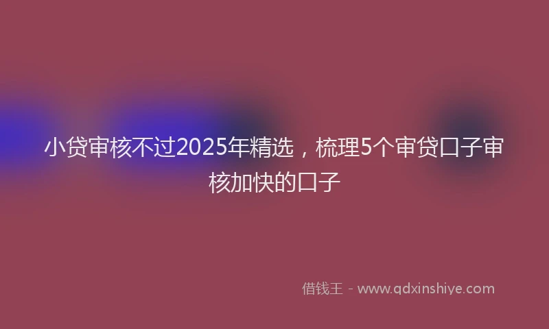 小贷审核不过2025年精选，梳理5个审贷口子审核加快的口子