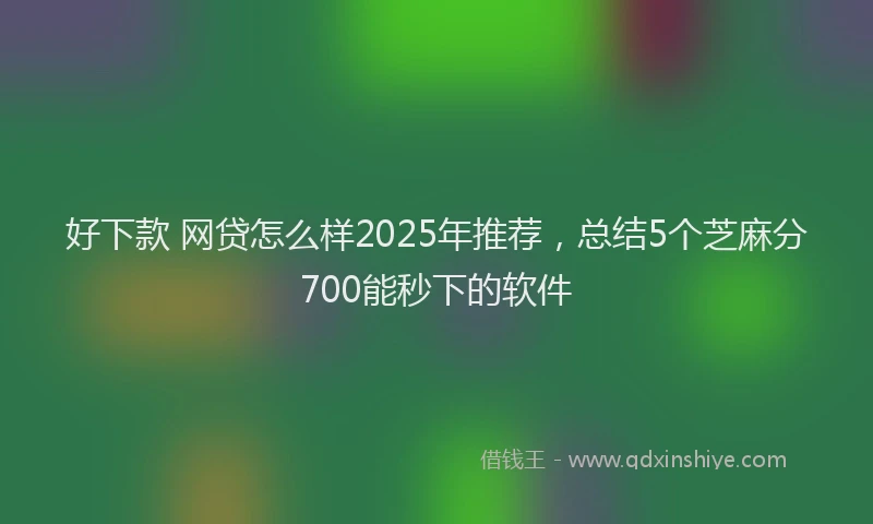 好下款 网贷怎么样2025年推荐，总结5个芝麻分700能秒下的软件