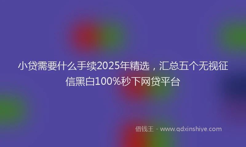 小贷需要什么手续2025年精选，汇总五个无视征信黑白100%秒下网贷平台